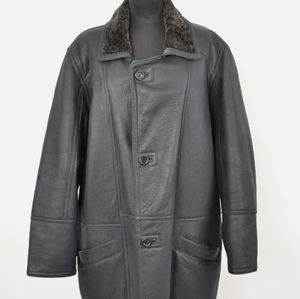 MODERN MENS SHEARLING SHEEPSKIN JACKET LAMBSKIN LEATHER COAT SIZE 2XL